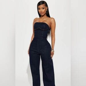 Dark Denim Wide Leg Jumpsuit